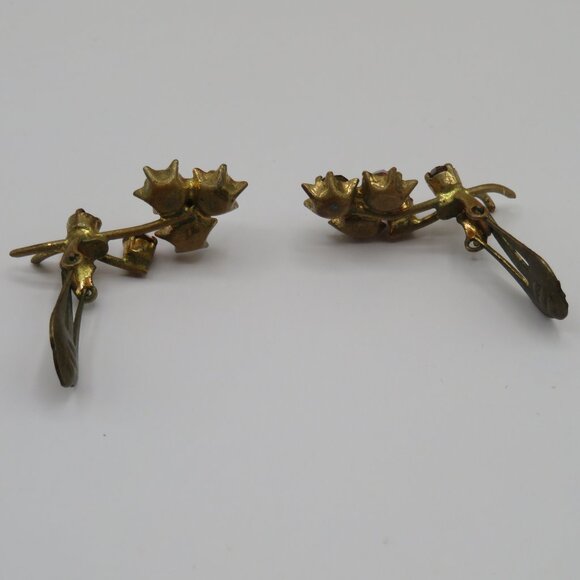 Austrian Vintage Aurora Borealis Clip On Earrings - Picture 6 of 9